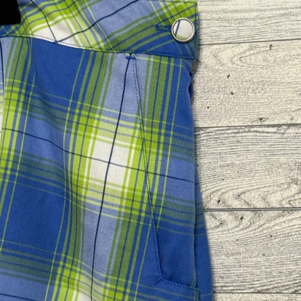 EFP Womens Pro Golf Skort Blue Green White Plaid  Sz-18 Pockets Golfing Athletic